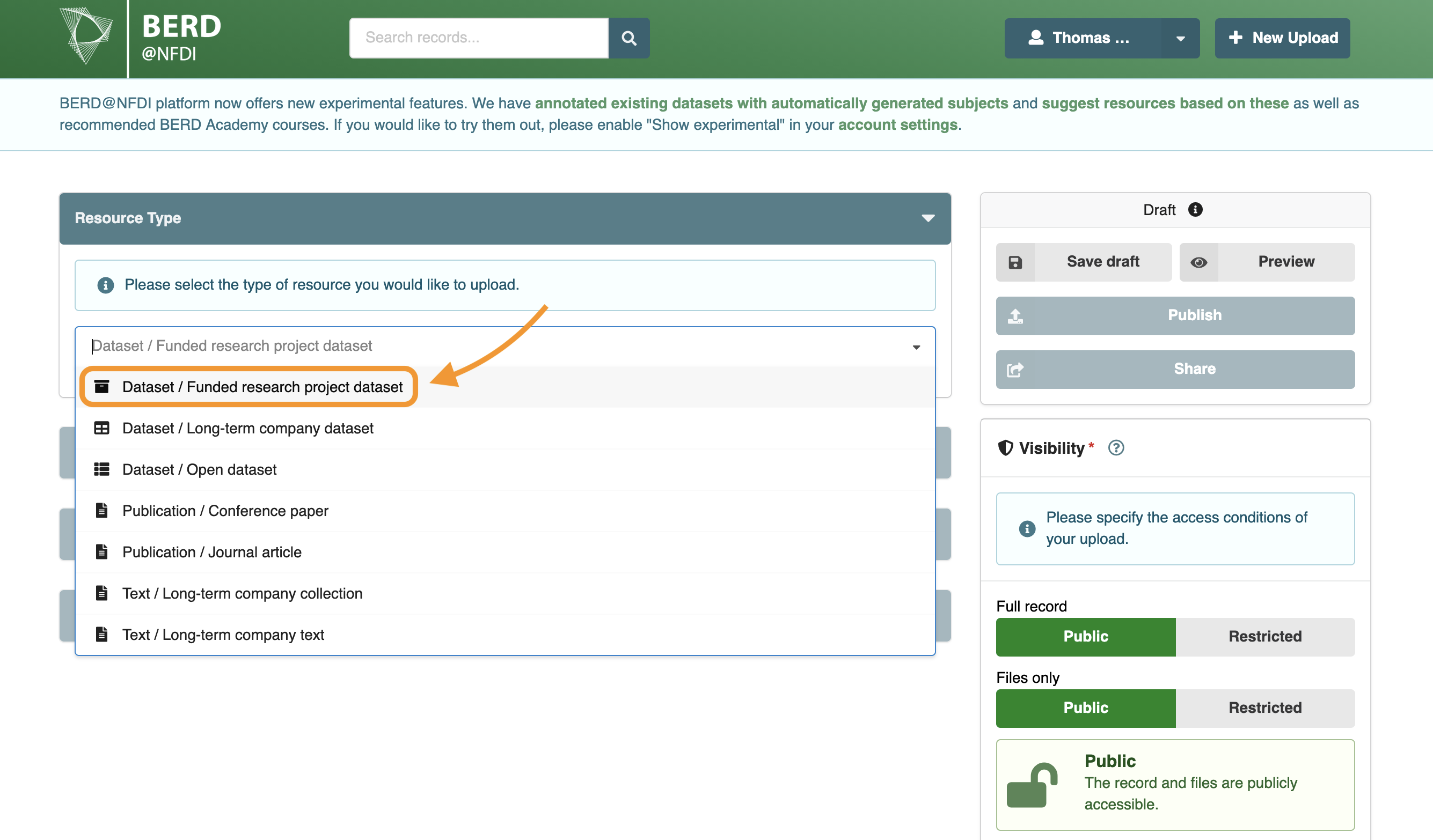 Step 3: Select resource type