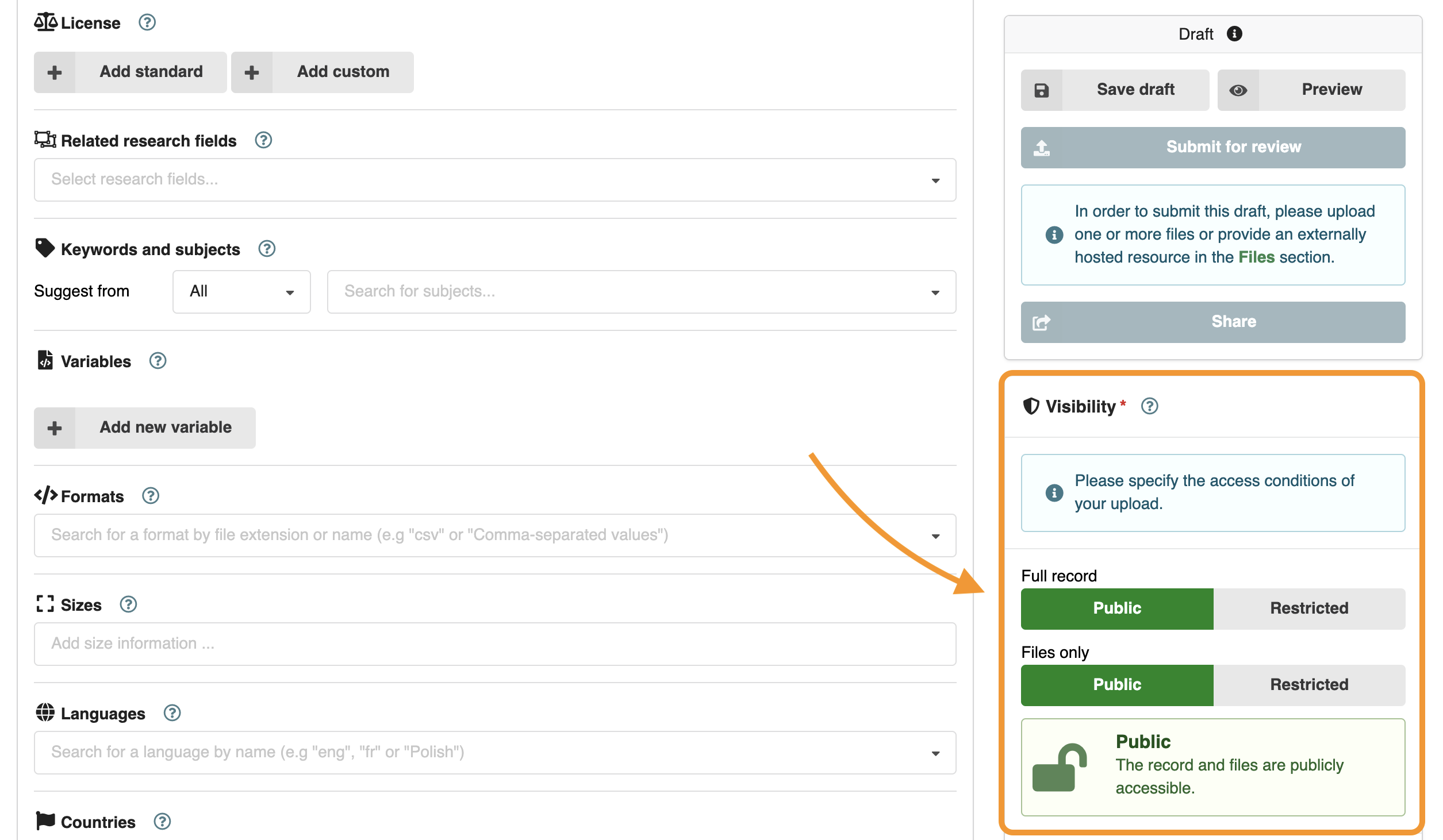 Step 10: Dataset visibility